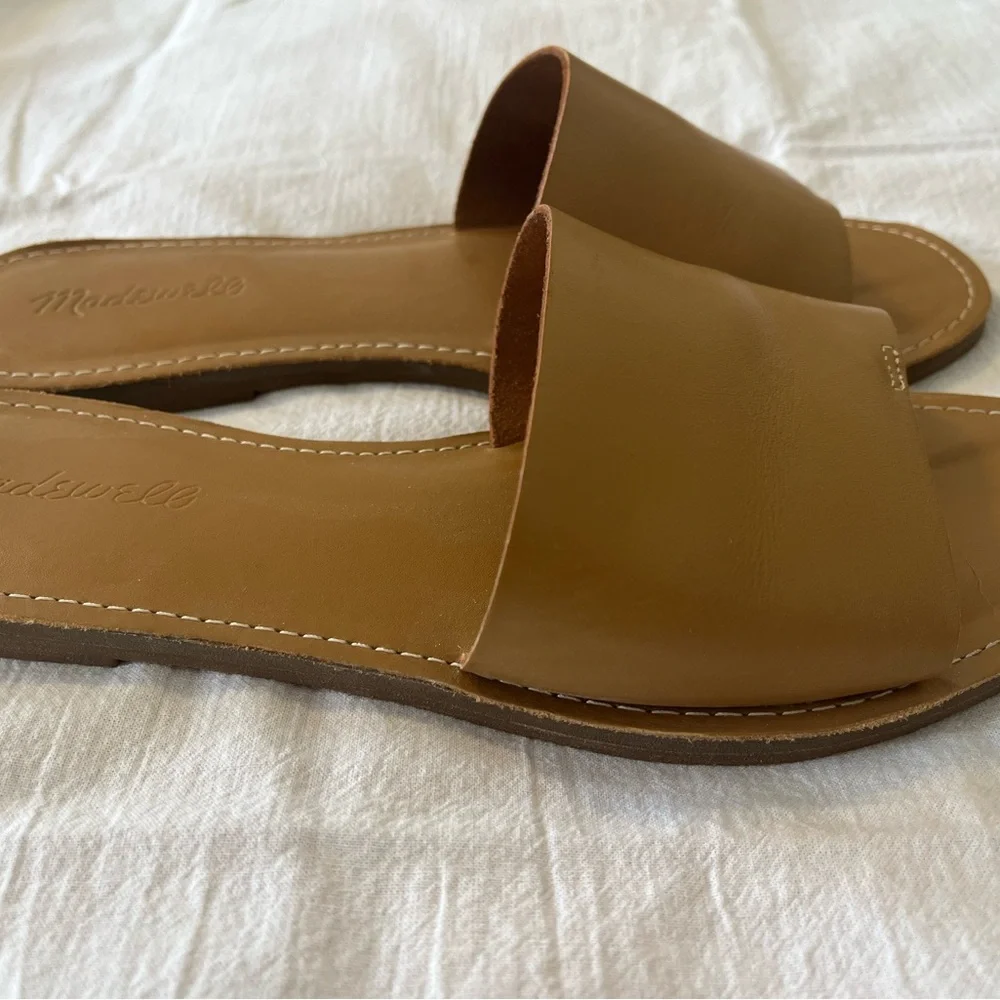 Madewell Tan Leather Slide Sandals - Picture 4 of 6